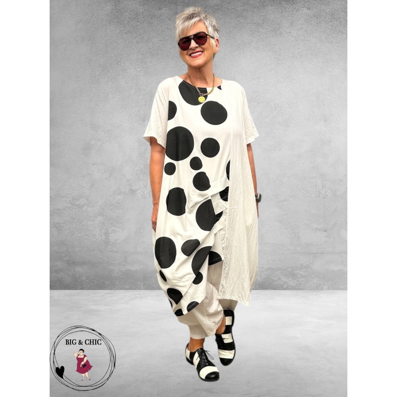 Frenzi Ballonjurk Wit/Zwart Dots 