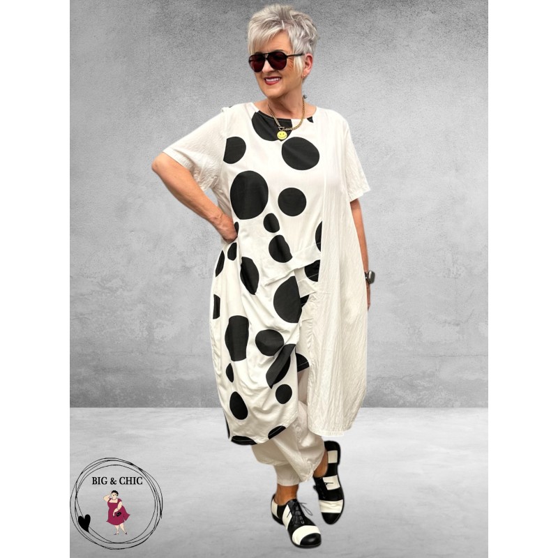Frenzi Ballonjurk Wit/Zwart Dots 