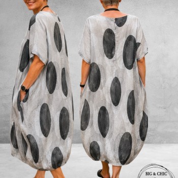 Frenzi Jurk Linnen Zand Dots