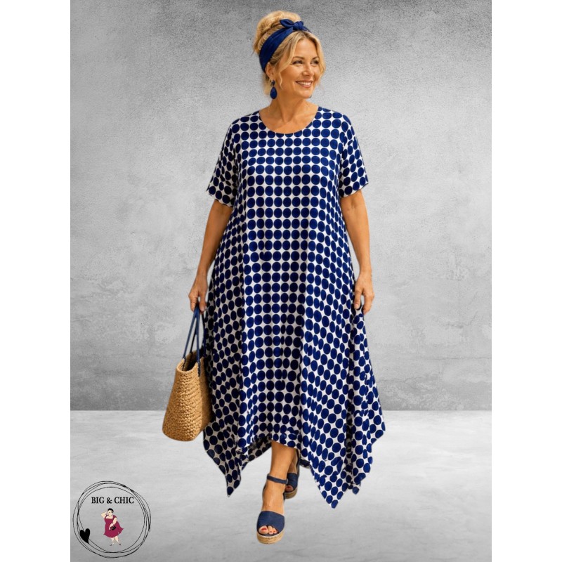 Frenzi Jurk Stippen Blauw-Wit