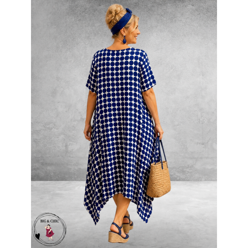 Frenzi Jurk Stippen Blauw-Wit