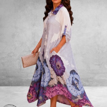Divas Jurk Flowers Lila-Roze