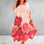 Divas Jurk Flowers Rood-Roze
