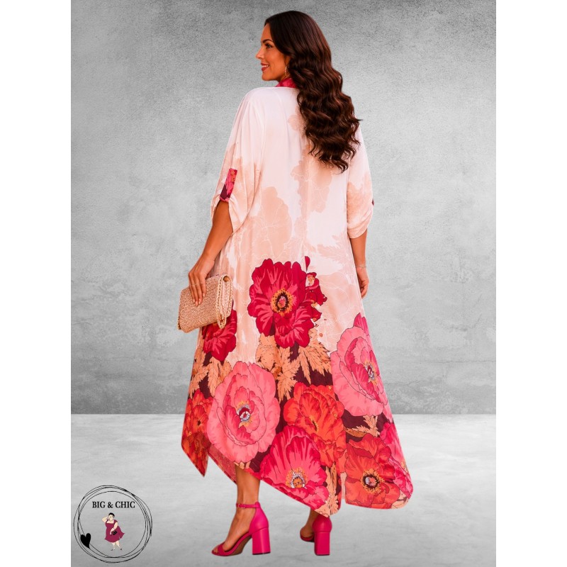 Divas Jurk Flowers Rood-Roze