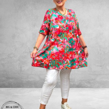 Frenzi Shirt A-Lijn Flowers Rood/Pink