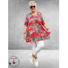 Frenzi Shirt A-Lijn Flowers Rood/Pink