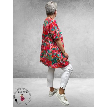 Frenzi Shirt A-Lijn Flowers Rood/Pink