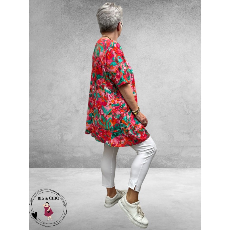 Frenzi Shirt A-Lijn Flowers Rood/Pink