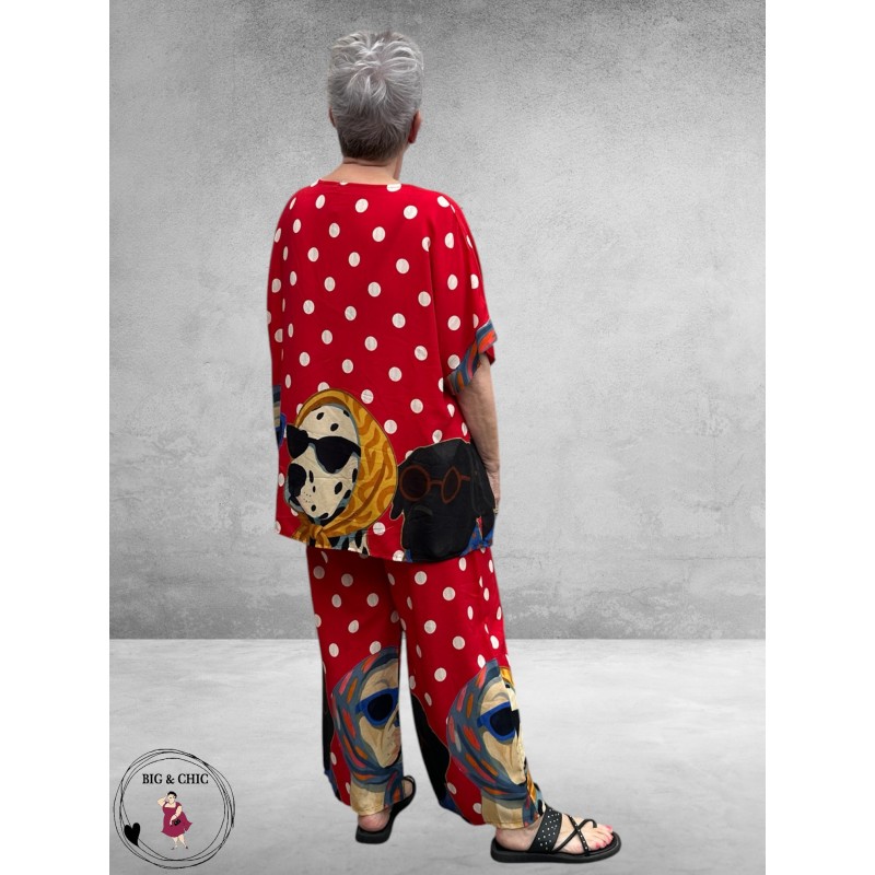 Frenzi Broekpak Stippen/Hondjes Rood