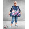 Frenzi Shirt Oversized Kunstzinnige Bloemenprint blauw