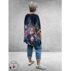 Frenzi Shirt Oversized Kunstzinnige Bloemenprint blauw