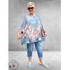Frenzi Shirt Oversized Kunstzinnige Bloemenprint lichtblauw