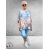 Frenzi Shirt Oversized Kunstzinnige Bloemenprint lichtblauw