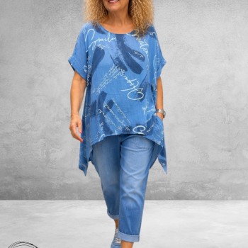 Frenzi Crinkle Shirt Jeansblauw