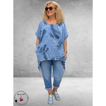 Frenzi Crinkle Shirt Jeansblauw
