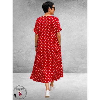 FRENZI Jurk Lang Rood Dots