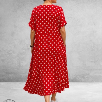 FRENZI Jurk Lang Rood Dots