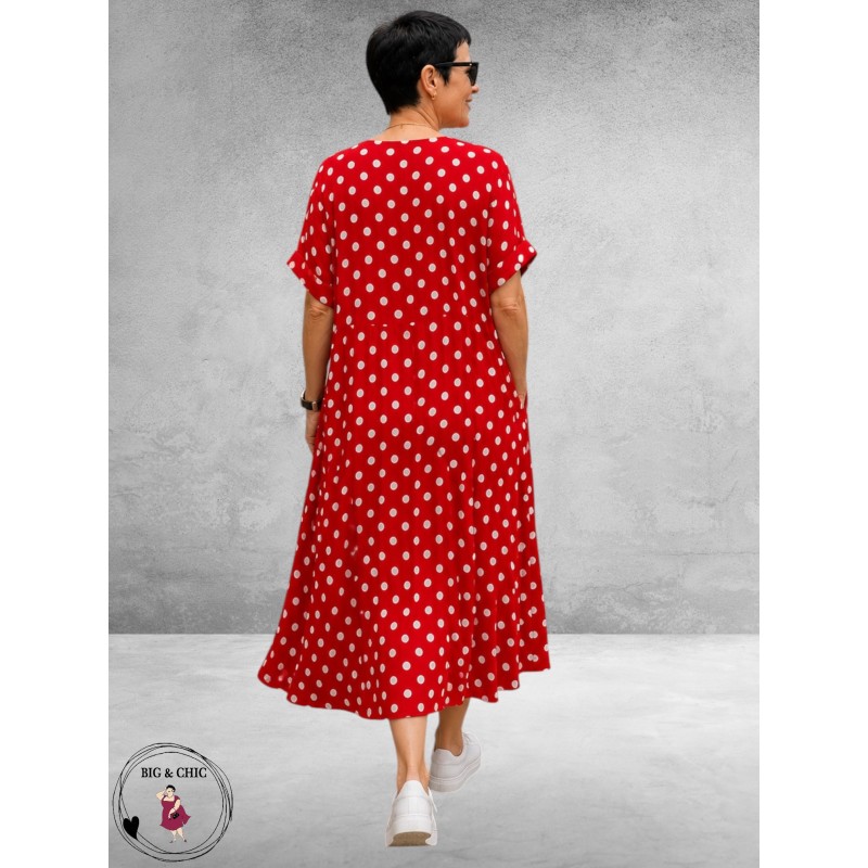 FRENZI Jurk Lang Rood Dots