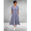 FRENZI Jurk Lang Blauw/Wit