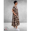FRENZI Jurk Lang Bruin/Creme/Zwart