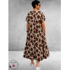 FRENZI Jurk Lang Bruin/Creme/Zwart