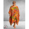 Frenzi Jurk/Kaftan Oranje Multi Flowers
