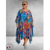 Frenzi Jurk/Kaftan Blauw Multi Flowers