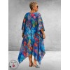 Frenzi Jurk/Kaftan Blauw Multi Flowers