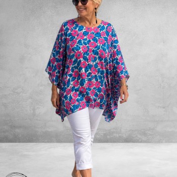 Frenzi Tuniek Oversized Flowers Pink/Blauw