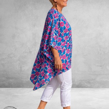 Frenzi Tuniek Oversized Flowers Pink/Blauw