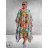Frenzi Jurk/Kaftan Lichtblauw Multi Flowers