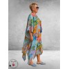 Frenzi Jurk/Kaftan Lichtblauw Multi Flowers