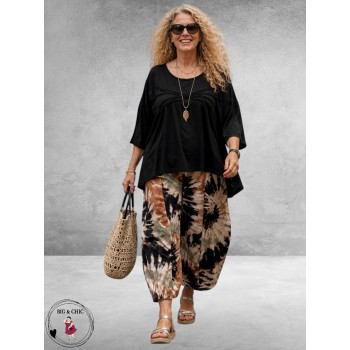 Frenzi Ballonbroek Tie-Dye Bruin-Zwart