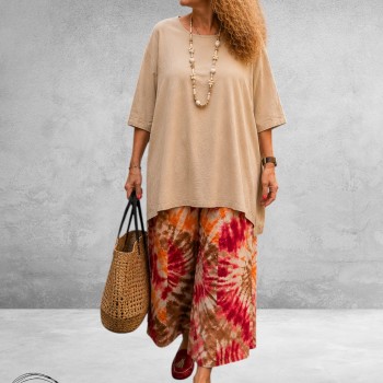 Frenzi Ballonbroek Tie-Dye Rose-Orange-Zand