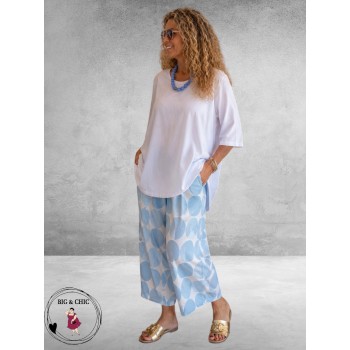 Frenzi Broek Culotte Lichtblauw/Wit