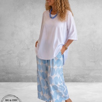 Frenzi Broek Culotte Lichtblauw/Wit