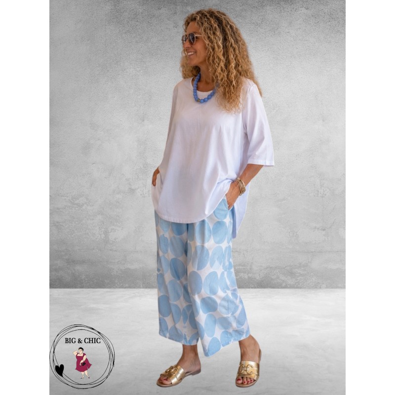 Frenzi Broek Culotte Lichtblauw/Wit
