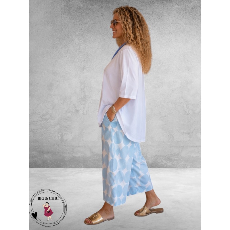 Frenzi Broek Culotte Lichtblauw/Wit