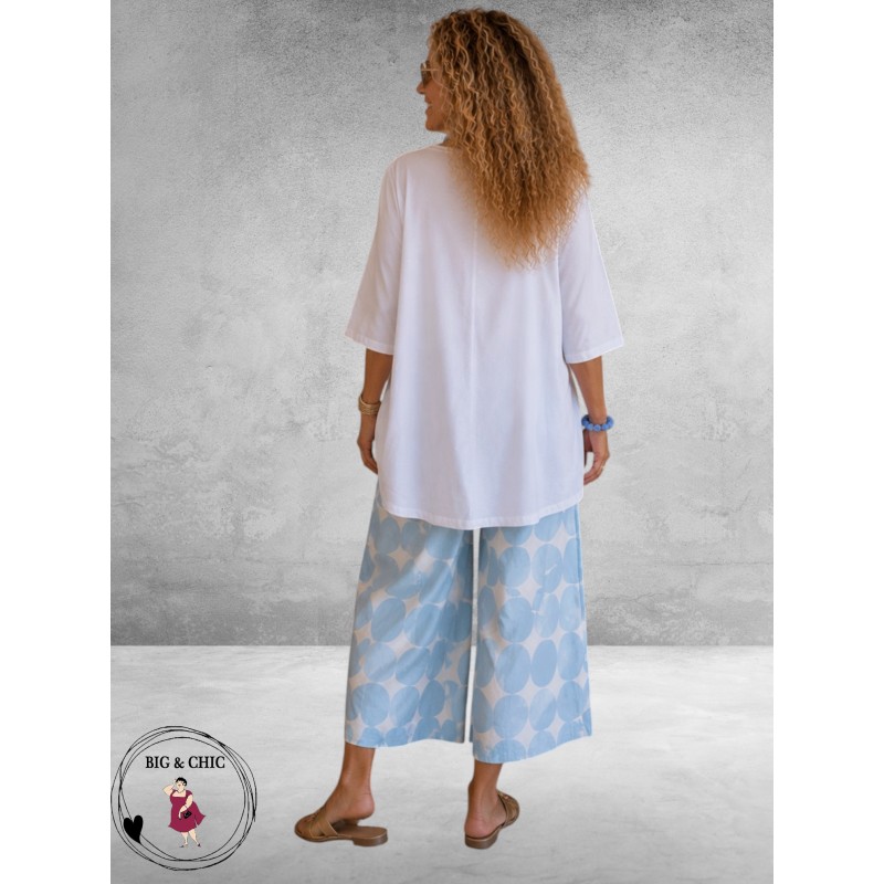 Frenzi Broek Culotte Lichtblauw/Wit