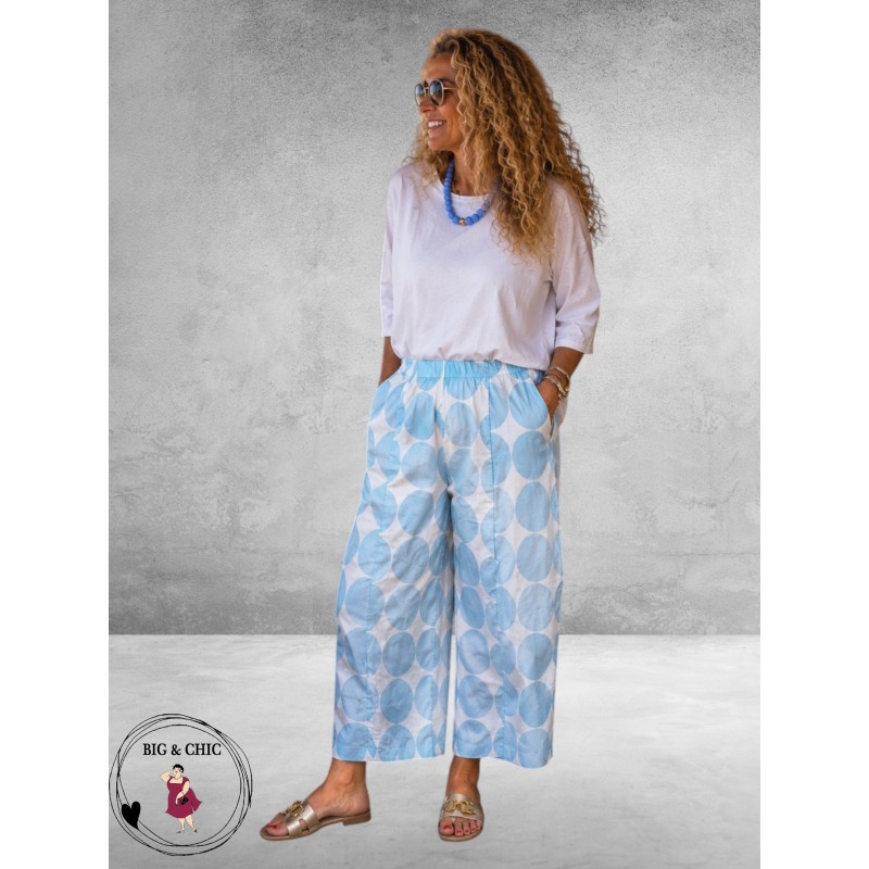 Frenzi Broek Culotte Lichtblauw/Wit