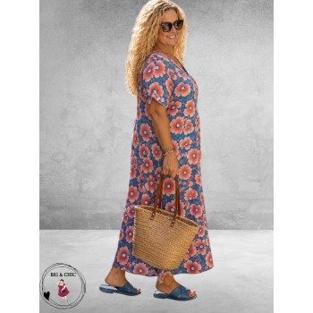 FRENZI Jurk Lang Bleu/Roze