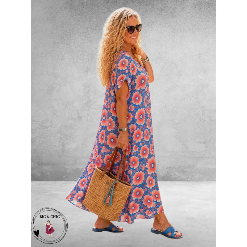 FRENZI Jurk Lang Bleu/Roze