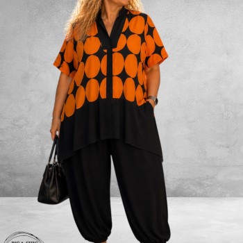 Frenzi Blouse/Tuniek Strippenprint Oranje