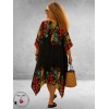 Frenzi Jurk/Kaftan Zwart Multi Flowers