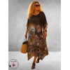 Frenzi Kaftanjurk Chiffon Bruin Multi