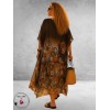 Frenzi Kaftanjurk Chiffon Bruin Multi