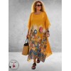 Frenzi Kaftanjurk Chiffon Oranje Multi