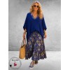 Frenzi Jurk Lang Blauw-Geel