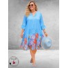 Frenzi Ibiza Jurk Blauw/Multi Flowers-Leo