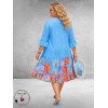 Frenzi Ibiza Jurk Blauw/Multi Flowers-Leo